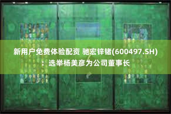 新用户免费体验配资 驰宏锌锗(600497.SH)：选举杨美彦为公司董事长